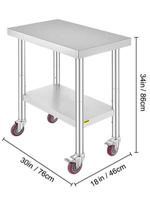 Commercial Stainless Steel Tables with Caster Wheels - 7 Sizes - Buy Confidently with Smart Sales Australia