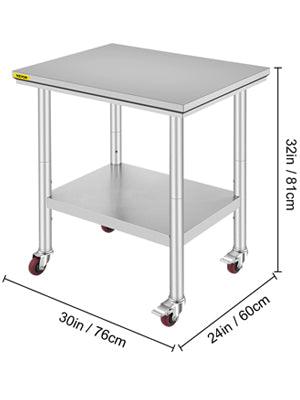 Commercial Stainless Steel Tables with Caster Wheels - 7 Sizes - Buy Confidently with Smart Sales Australia