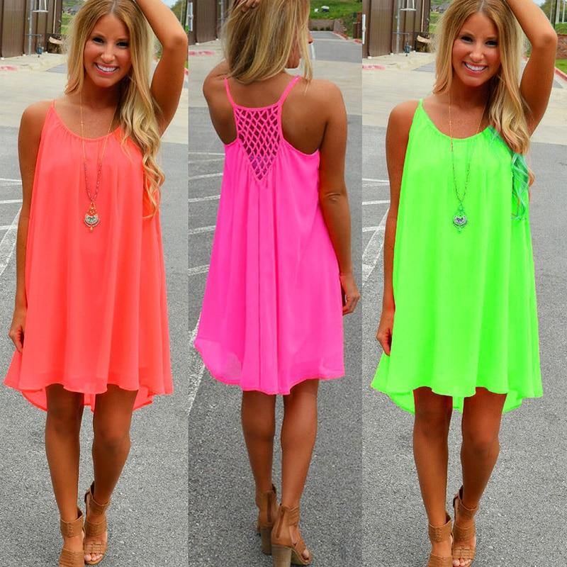 Fluorescence Summer Style Chiffon Voile Dress For Women - Buy Confidently with Smart Sales Australia