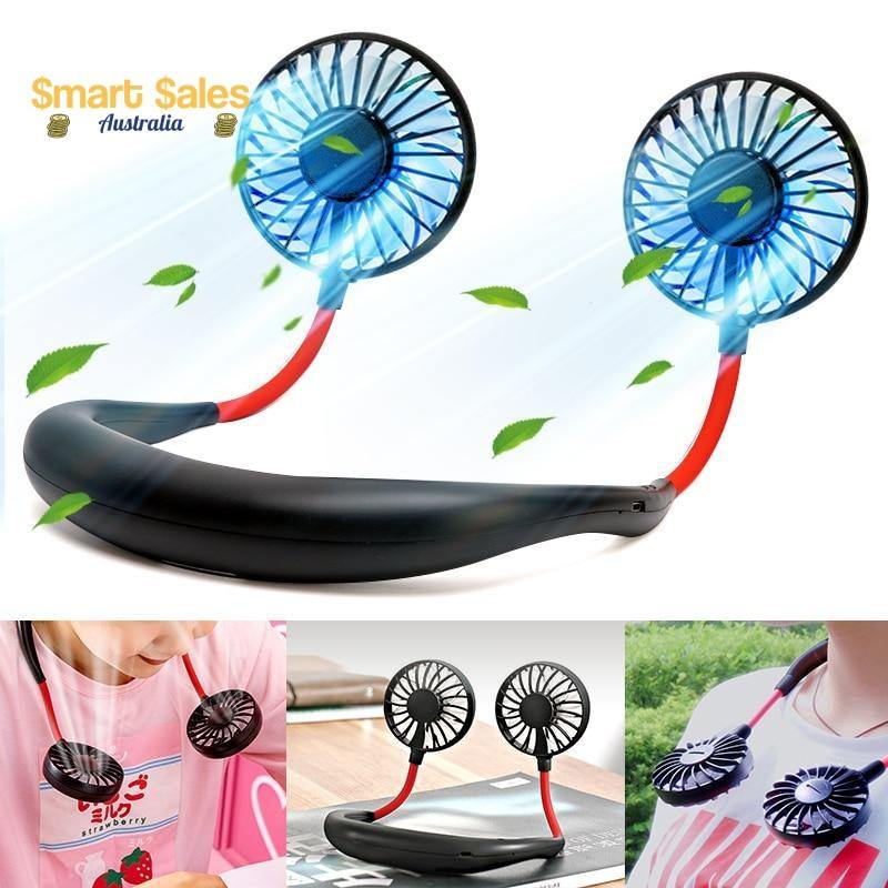 Hands Free Hanging Neck Fan with LED Lighting & Aromatherapy Pads - Buy Confidently with Smart Sales Australia