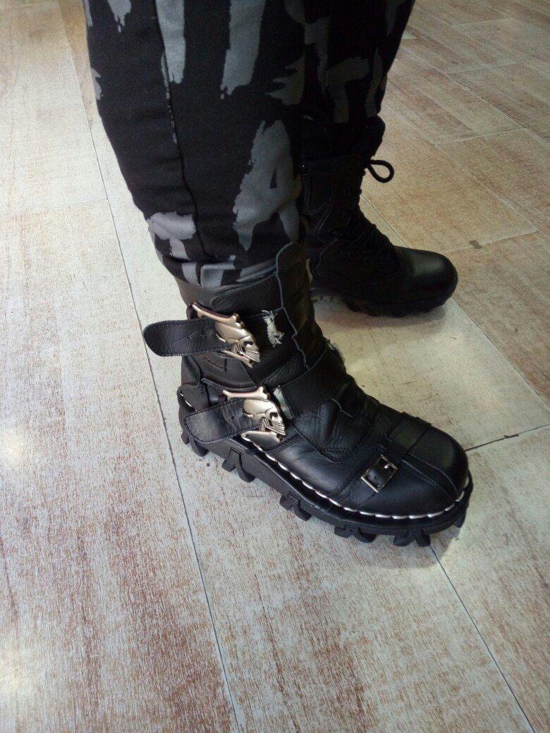 Heavy Duty Leather Motorcycle Military Gothic Style Boots for Men - Buy Confidently with Smart Sales Australia