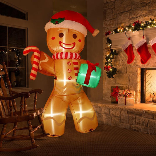 Inflatable Gingerbread Man Outdoor Party Display with LED Lights - Buy Confidently with Smart Sales Australia