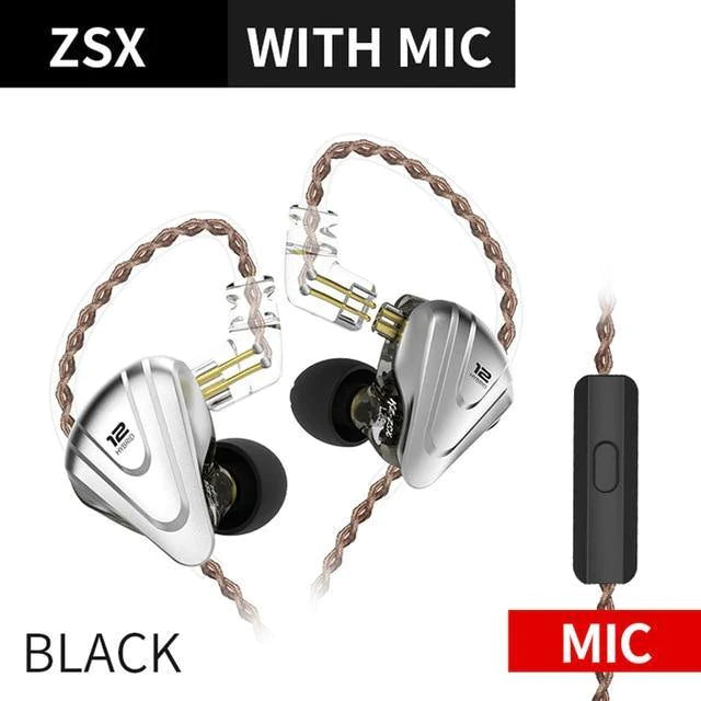 KZ ZSX Earphones 5BA+1DD Hybrid 12 Drivers Noise Proof For Android iOS - Buy Confidently with Smart Sales Australia