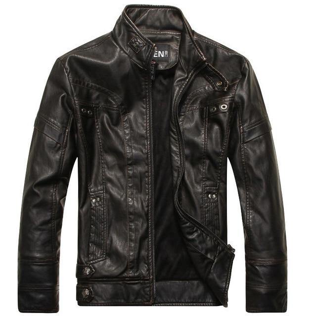 Motorcycle Casual Rivet Leather Jacket For Men - Buy Confidently with Smart Sales Australia