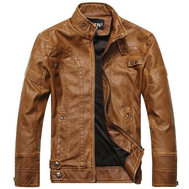 Motorcycle Casual Rivet Leather Jacket For Men - Buy Confidently with Smart Sales Australia