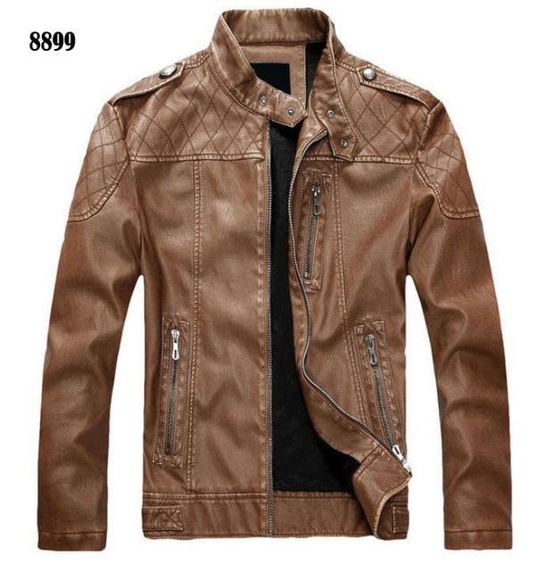 Motorcycle Casual Rivet Leather Jacket For Men - Buy Confidently with Smart Sales Australia