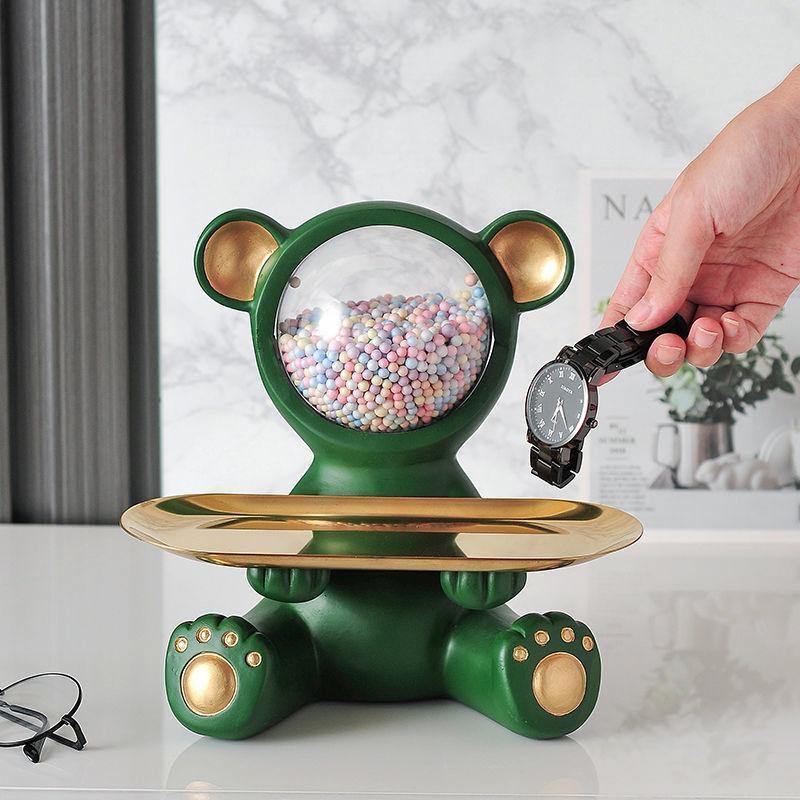 Nordic Tray Resin Bear Figurine Decoration with Small Storage - Buy Confidently with Smart Sales Australia