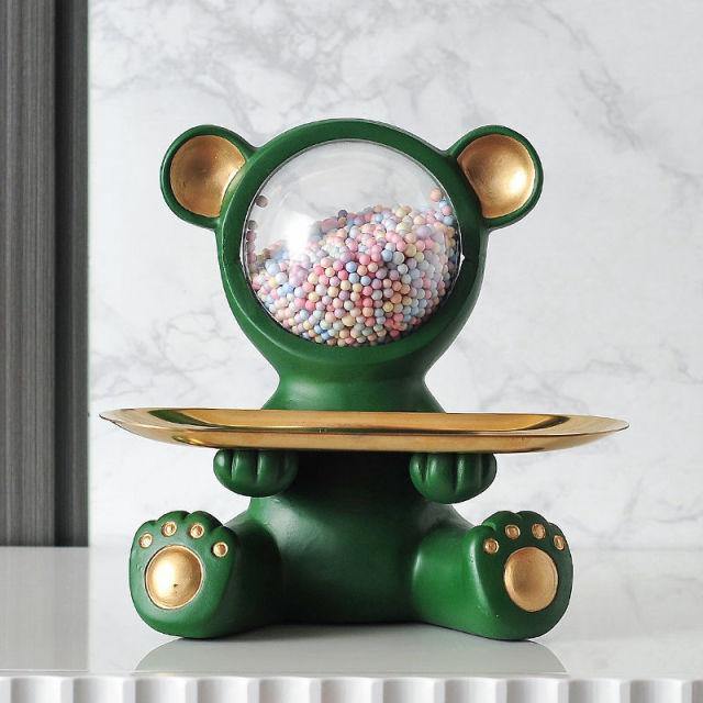 Nordic Tray Resin Bear Figurine Decoration with Small Storage - Buy Confidently with Smart Sales Australia