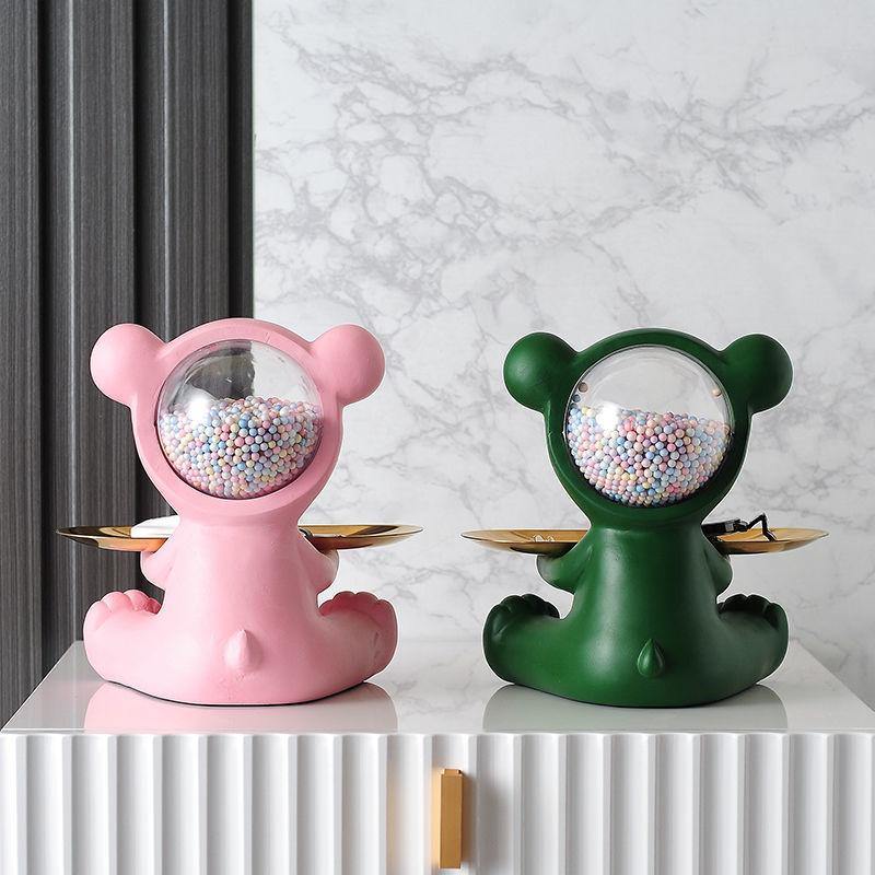 Nordic Tray Resin Bear Figurine Decoration with Small Storage - Buy Confidently with Smart Sales Australia