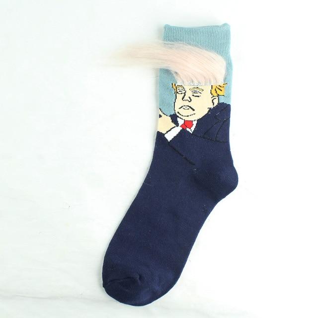 Novelty 3D POTUS Donald Trump 2020 Socks | Unisex Adult Casual Crew Socks with Fake Hair Crew - Buy Confidently with Smart Sales Australia