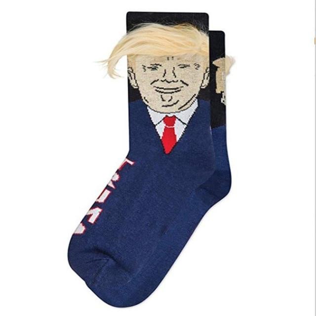 Novelty 3D POTUS Donald Trump 2020 Socks | Unisex Adult Casual Crew Socks with Fake Hair Crew - Buy Confidently with Smart Sales Australia