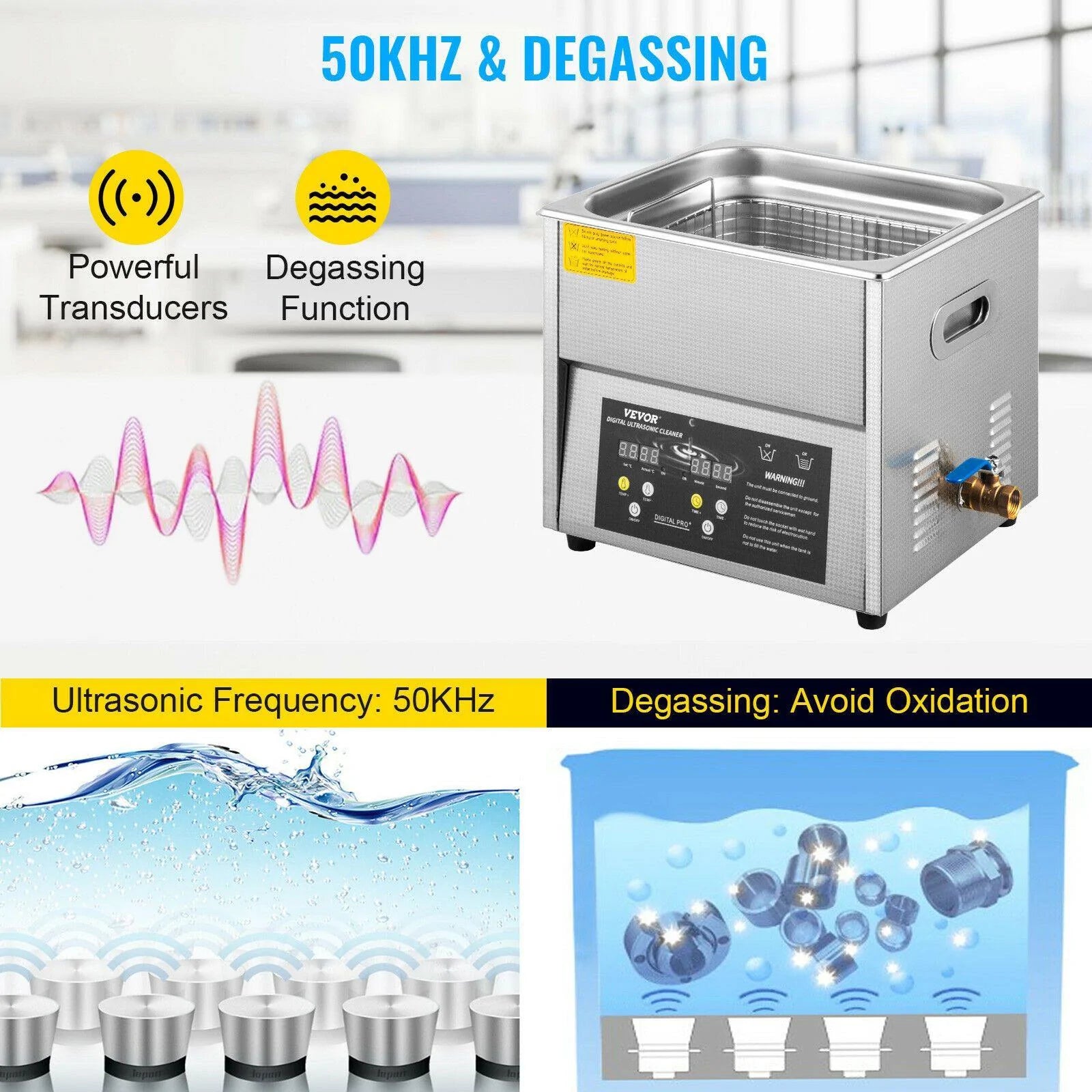 Portable Ultrasonic Stainless Steel Cleaner 3L 6L 10L with Degassing Function - Buy Confidently with Smart Sales Australia