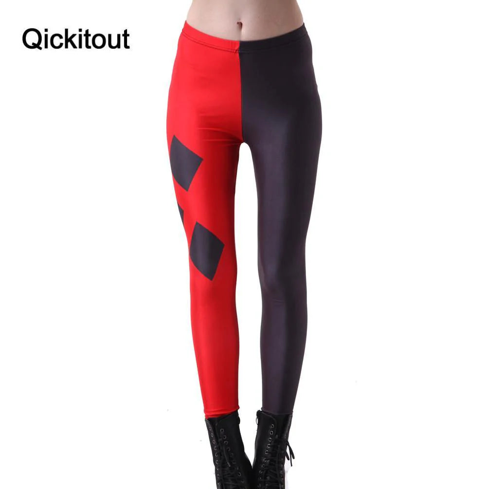 Qickitout Womens Sexy Red and Black Diamond Leggings - Buy Confidently with Smart Sales Australia