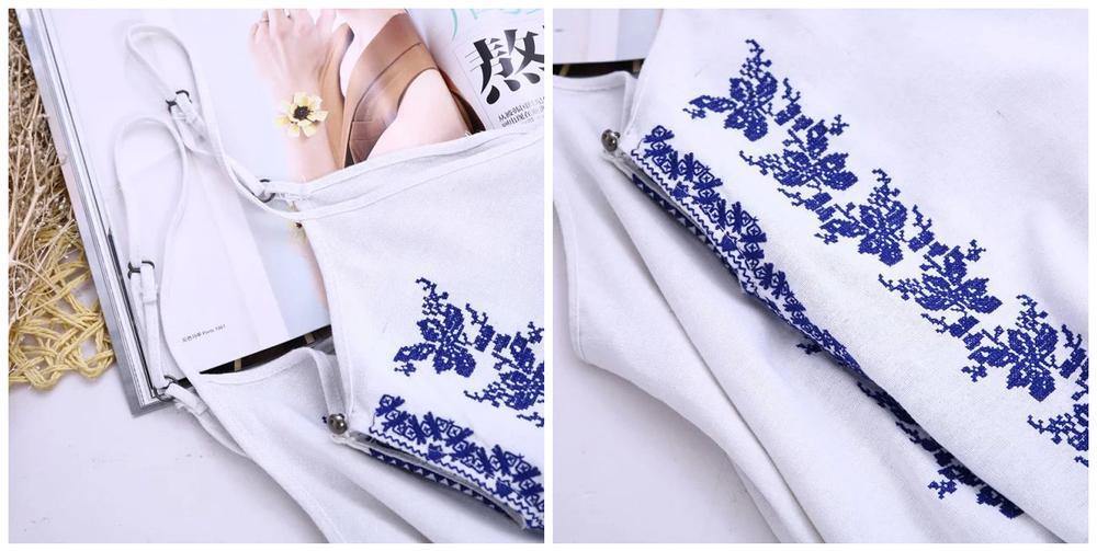 Sexy Women Fashion Linen Hollow Retro Ethnic Embroidery Pattern Irregular Asymmetrical Hem Fringed Tassel Spaghetti Strap Dress - Buy Confidently with Smart Sales Australia