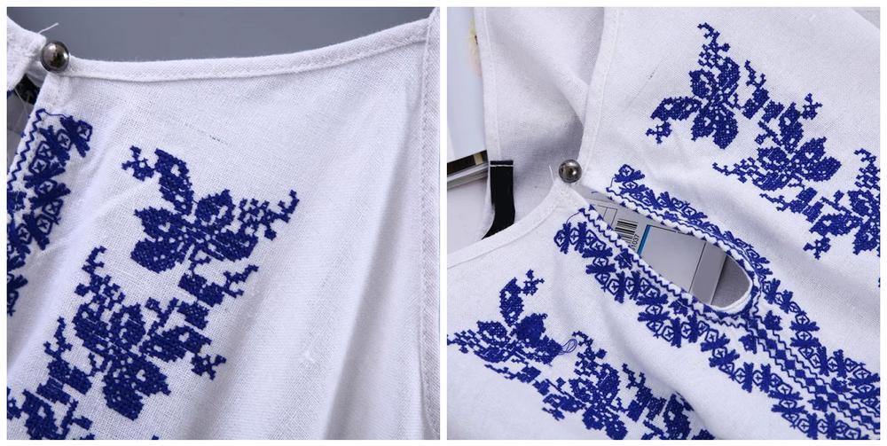 Sexy Women Fashion Linen Hollow Retro Ethnic Embroidery Pattern Irregular Asymmetrical Hem Fringed Tassel Spaghetti Strap Dress - Buy Confidently with Smart Sales Australia