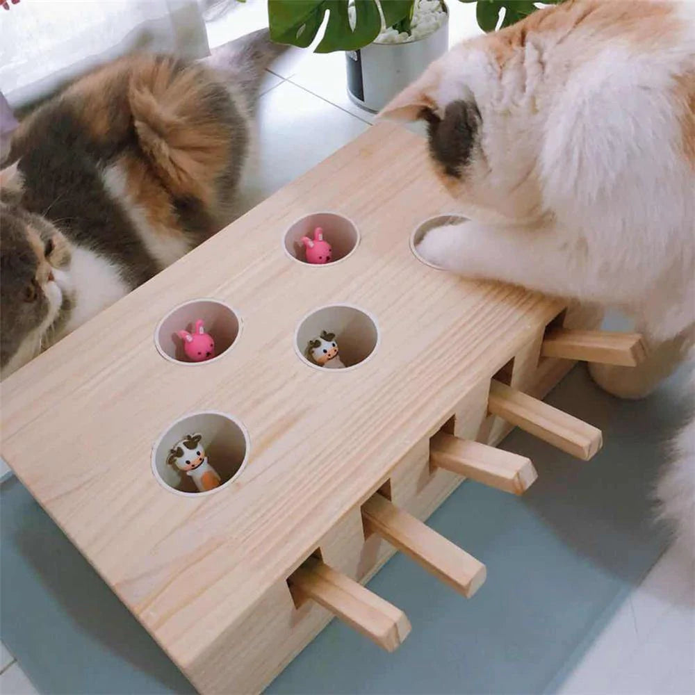 Solid Wood Interactive Pet Maze with ⅗ Hidden Hole and Mouse - Buy Confidently with Smart Sales Australia