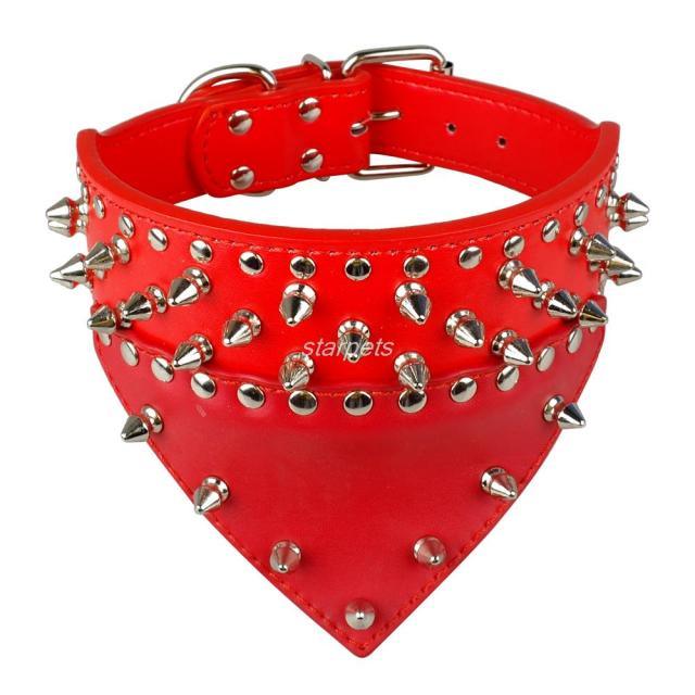 Spiked Leather Bandana Collar Neckerchief for Medium Large Dogs - Buy Confidently with Smart Sales Australia