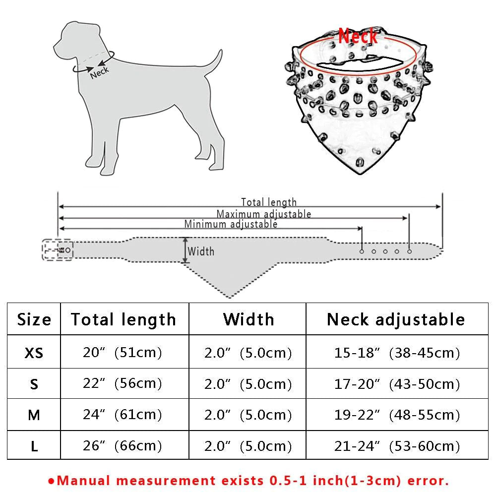 Spiked Leather Bandana Collar Neckerchief for Medium Large Dogs - Buy Confidently with Smart Sales Australia