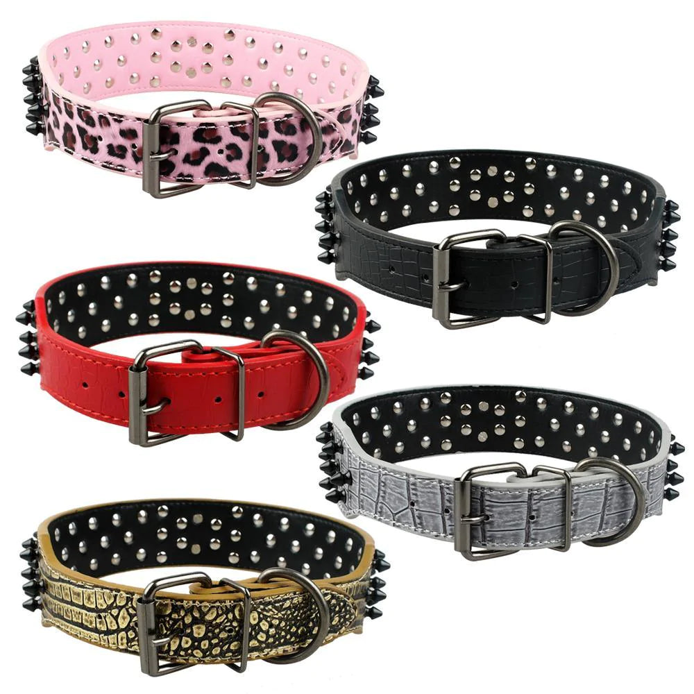 Studded Bullet Rivets Leather Collar with Cool Skull for Medium Large Dogs - Buy Confidently with Smart Sales Australia