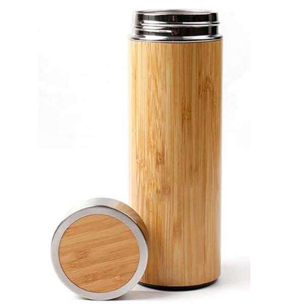 Transhome B0562 Stainless Steel and Bamboo Vacuum Flask, 360ml - Buy Confidently with Smart Sales Australia