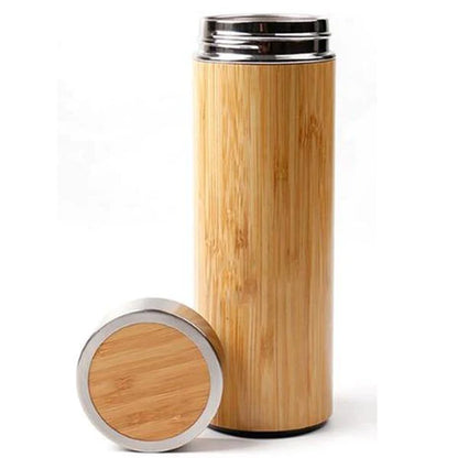 Transhome B0562 Stainless Steel and Bamboo Vacuum Flask, 360ml - Buy Confidently with Smart Sales Australia