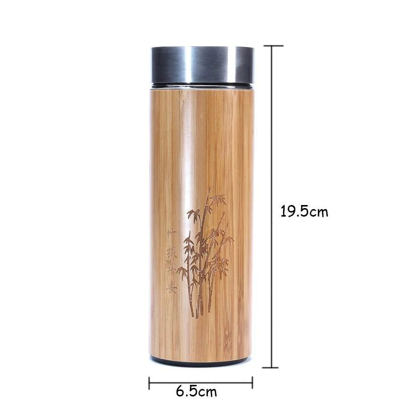 Transhome B0562 Stainless Steel and Bamboo Vacuum Flask, 360ml - Buy Confidently with Smart Sales Australia