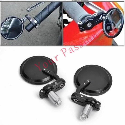 Universal Motorcycle Motorbike 3" Round 7/8" Handle Bar Mirrors Cafe Racer Bobber For Harley Honda Suzuki - Buy Confidently with Smart Sales Australia