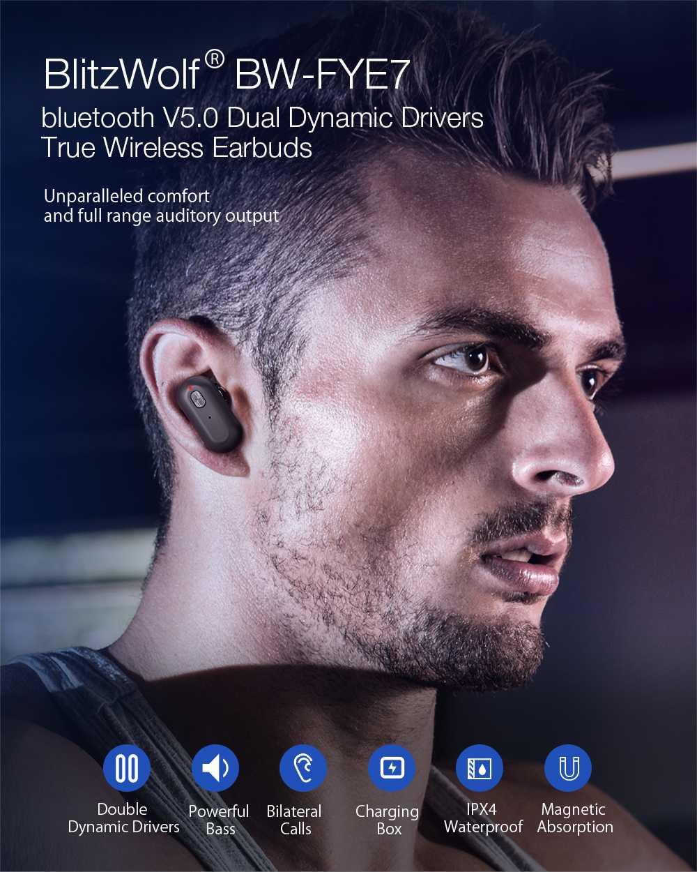 Wireless Blitzwolf BW-FYE7 Bluetooth 5.0 Dual Dynamic Driver In-ear Earphone Portable Charger Box  3D Stereo Bass Call Earbud - Buy Confidently with Smart Sales Australia