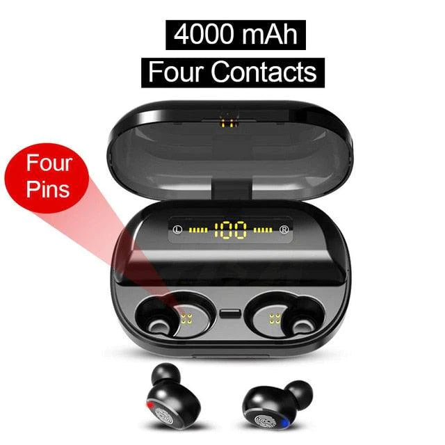 Wireless Bluetooth In Ear Earphones with IPX7 4000mAh Power Bank Charging Case w/ LED Display | For Samsung, iPhone, Android 9D Stereo Headphones - Buy Confidently with Smart Sales Australia