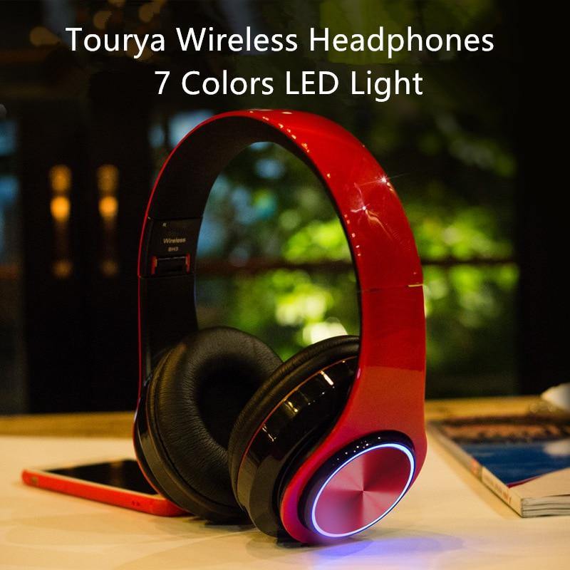 Tourya Wireless BT Headphones Over Ear Headset | Glowing LED Compatible with PC, Laptop Cell phones - Buy Confidently with Smart Sales Australia